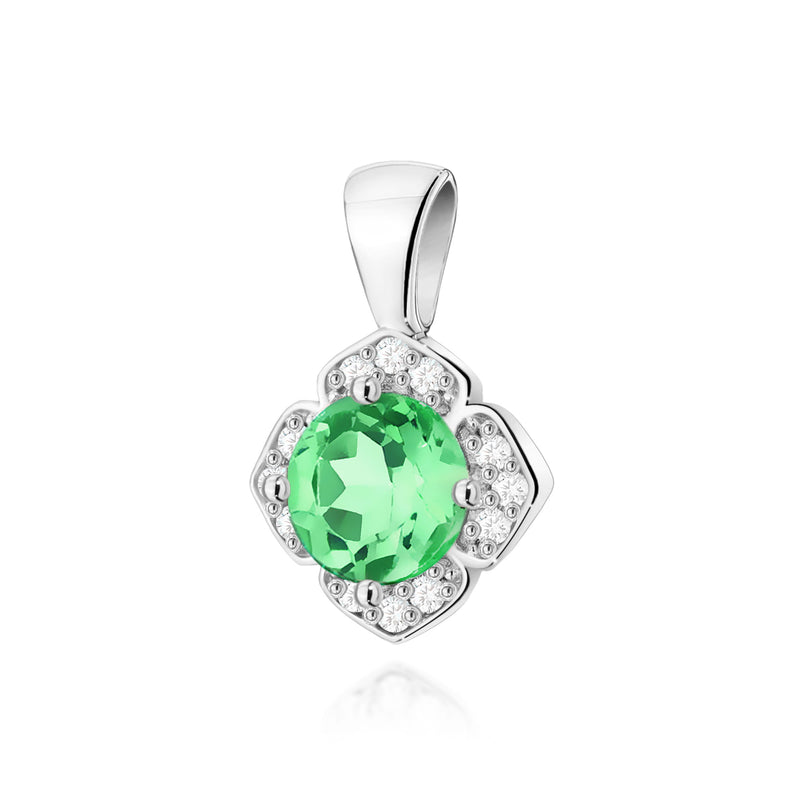 Pandantiv Aur 14K cu Smarald 0.50 ct si Diamante Naturale 0.06 ct, imaginea 5 din 6