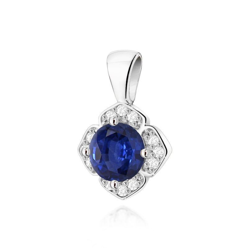 Pandantiv Aur 14K cu Safir 0.50 ct si Diamante Naturale 0.06 ct, imaginea 5 din 6