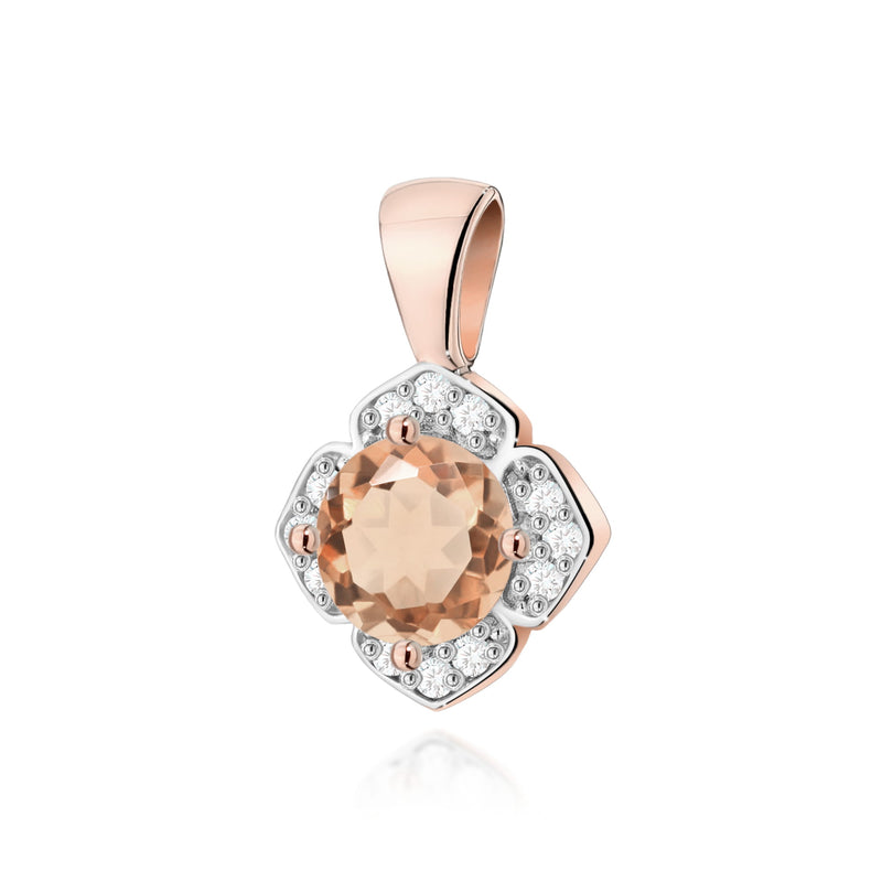 Pandantiv Aur 14K cu Morganit 0.40 ct si Diamante Naturale 0.06 ct, imaginea 3 din 6