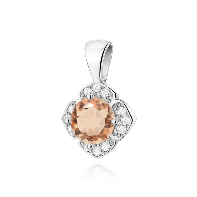 Pandantiv Aur 14K cu Morganit 0.40 ct si Diamante Naturale 0.06 ct, imaginea 5 din 6