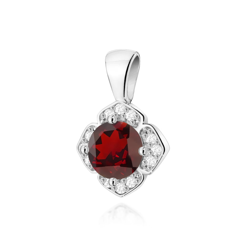Pandantiv Aur 14K cu Granat 0.60 ct si Diamante Naturale 0.06 ct, imaginea 5 din 6
