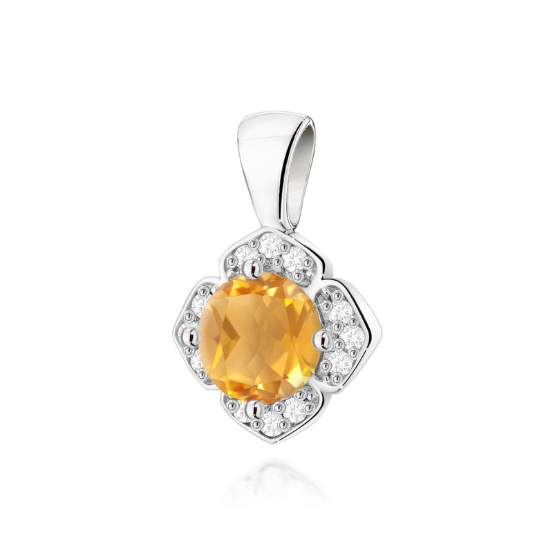 Pandantiv Aur 14K cu Citrin 0.50 ct si Diamante Naturale 0.06 ct, imaginea 5 din 6