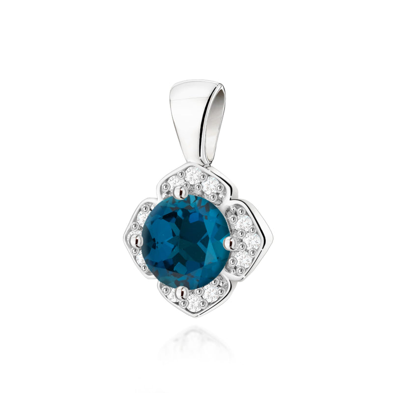 Pandantiv Aur 14K cu Topaz London Blue 0.50 ct si Diamante Naturale 0.06 ct, imaginea 6 din 6