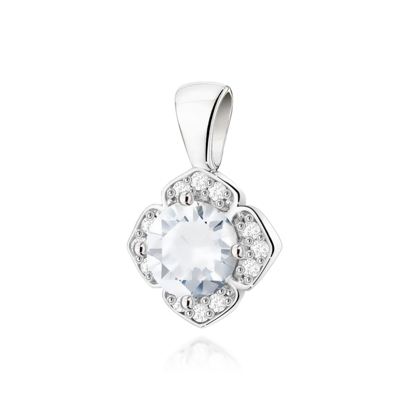 Pandantiv Aur 14K cu White Sapphire 0.60 ct si Diamante Naturale 0.06 ct, imaginea 5 din 6