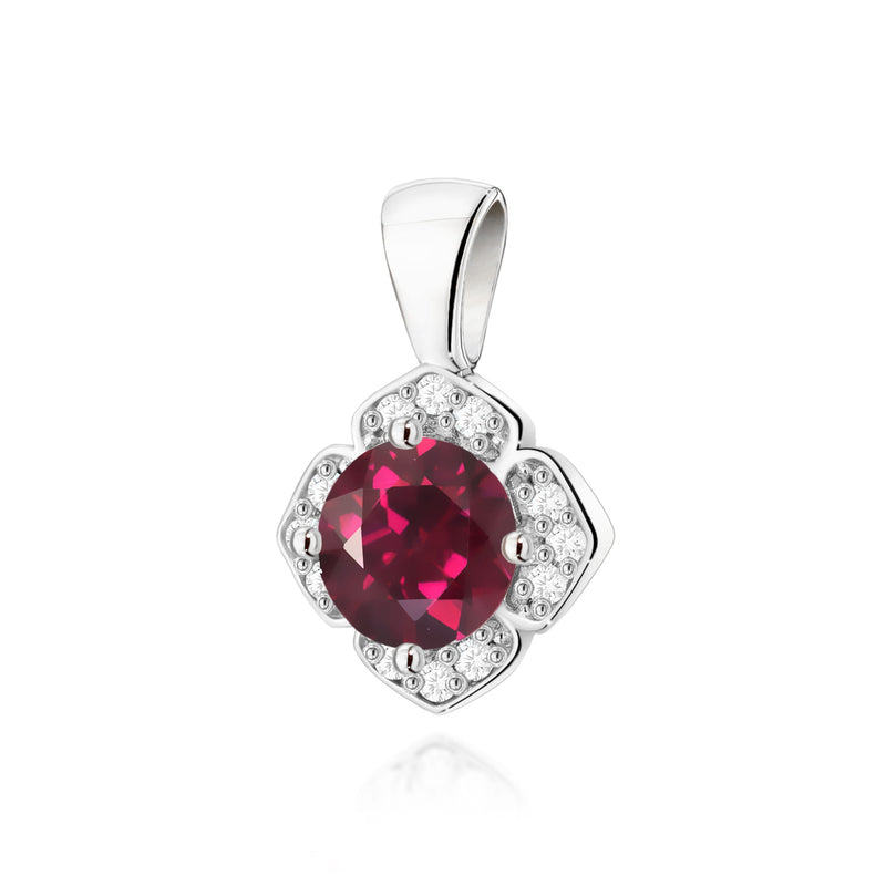 Pandantiv Aur 14K cu Rhodolite 0.60 ct si Diamante Naturale 0.06 ct, imaginea 5 din 6
