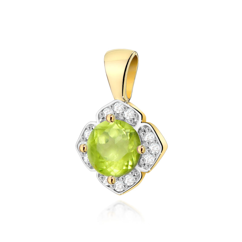 Pandantiv Aur 14K cu Peridot 0.60 ct si Diamante Naturale 0.06 ct — Aur galben