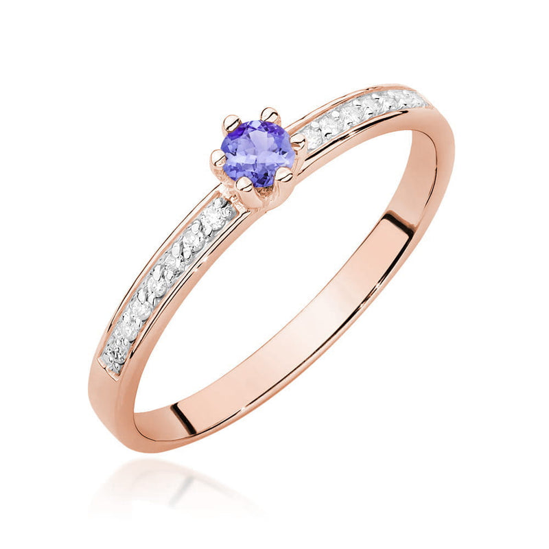 Inel Aur 14K cu Tanzanit 0.15 ct si Diamante Naturale 0.07 ct, imaginea 5 din 12