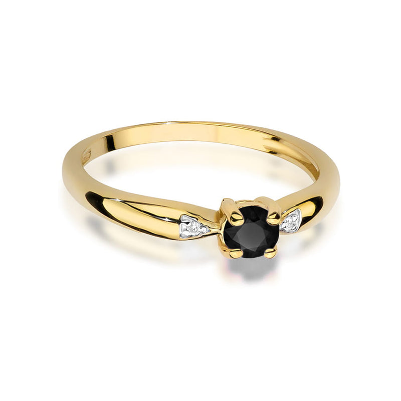 Inel Aur 14K cu Diamante Naturale Albe si Negre 0.13 ct, imaginea 2 din 12
