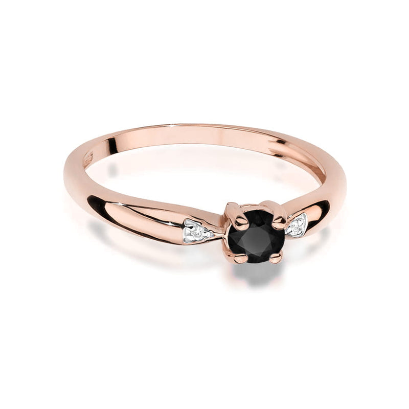 Inel Aur 14K cu Diamante Naturale Albe si Negre 0.13 ct, imaginea 6 din 12