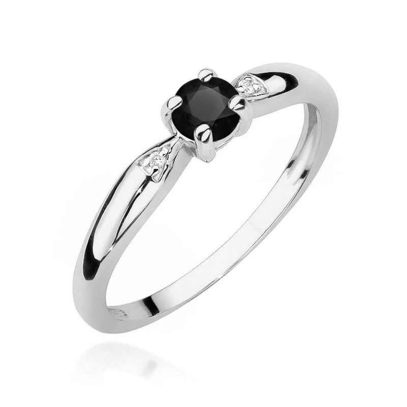 Inel Aur 14K cu Diamante Naturale Albe si Negre 0.13 ct, imaginea 9 din 12