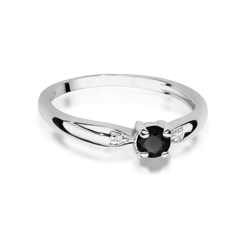 Inel Aur 14K cu Diamante Naturale Albe si Negre 0.13 ct, imaginea 10 din 12