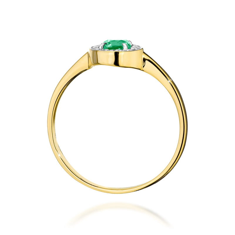 Inel Aur 14K cu Smarald 0.30 ct si Diamante Naturale 0.10 ct, imaginea 3 din 12