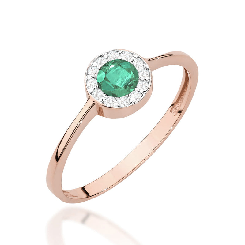 Inel Aur 14K cu Smarald 0.30 ct si Diamante Naturale 0.10 ct, imaginea 5 din 12