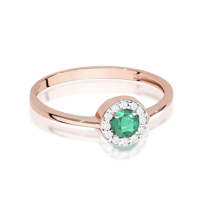 Inel Aur 14K cu Smarald 0.30 ct si Diamante Naturale 0.10 ct, imaginea 6 din 12
