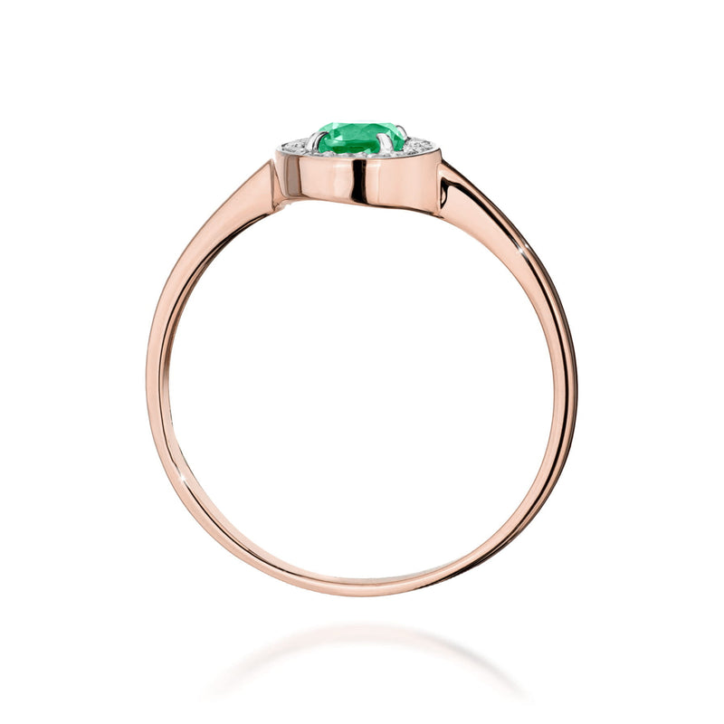 Inel Aur 14K cu Smarald 0.30 ct si Diamante Naturale 0.10 ct, imaginea 7 din 12