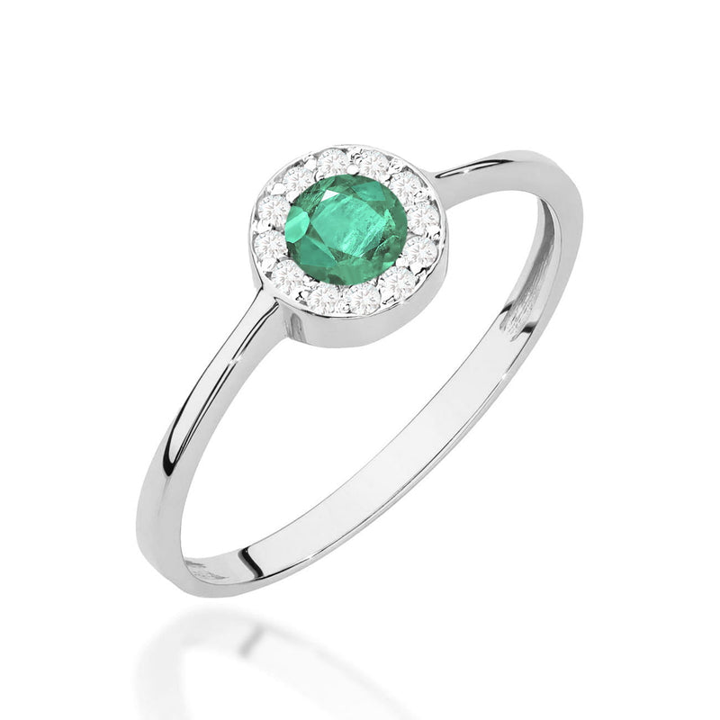 Inel Aur 14K cu Smarald 0.30 ct si Diamante Naturale 0.10 ct, imaginea 9 din 12