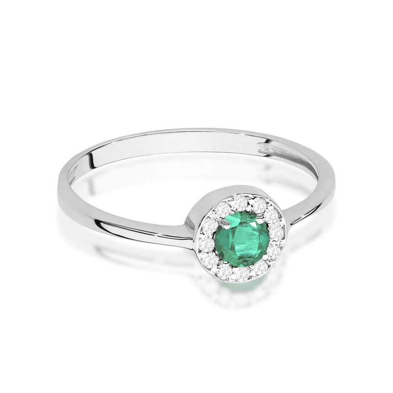 Inel Aur 14K cu Smarald 0.30 ct si Diamante Naturale 0.10 ct, imaginea 10 din 12