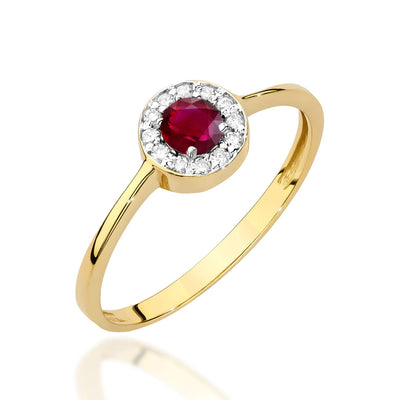 Inel Aur 14K cu Rubin 0.30 ct si Diamante Naturale 0.10 ct