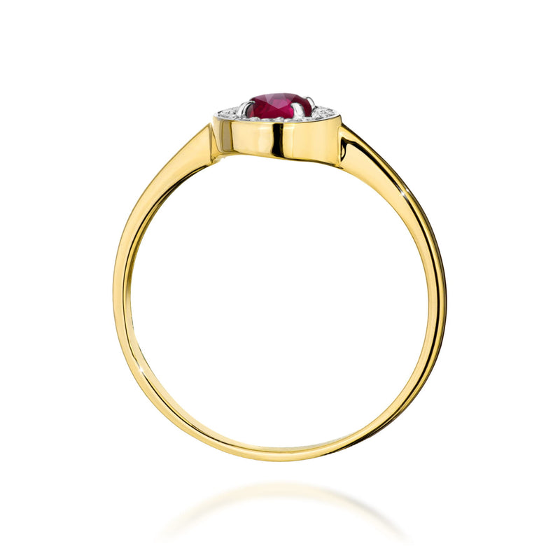Inel Aur 14K cu Rubin 0.30 ct si Diamante Naturale 0.10 ct, imaginea 3 din 12