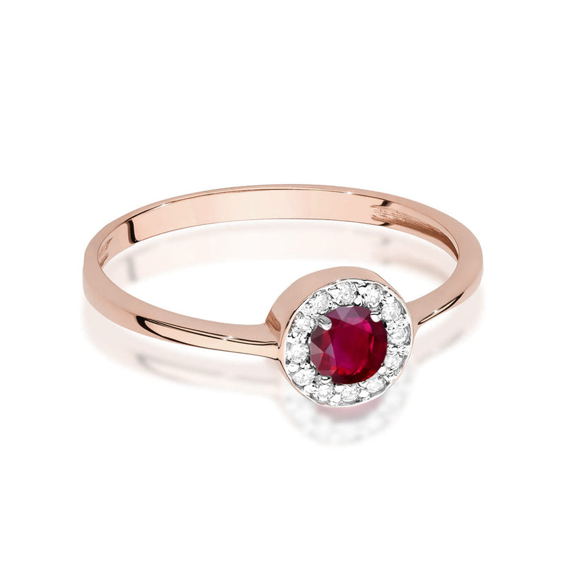 Inel Aur 14K cu Rubin 0.30 ct si Diamante Naturale 0.10 ct, imaginea 6 din 12