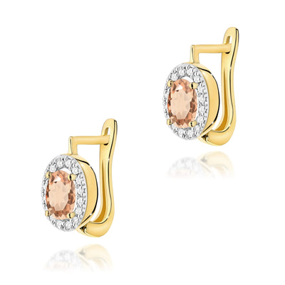 Cercei Aur 14K cu Morganit 0.40 ct si Diamante Naturale 0.16 ct
