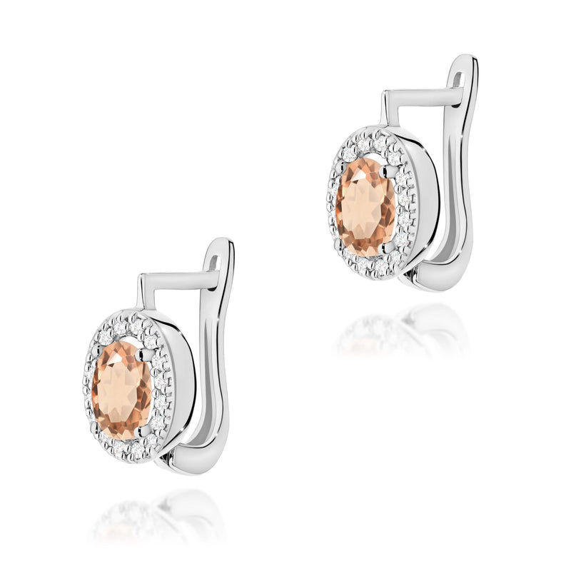 Cercei Aur 14K cu Morganit 0.40 ct si Diamante Naturale 0.16 ct, imaginea 5 din 6