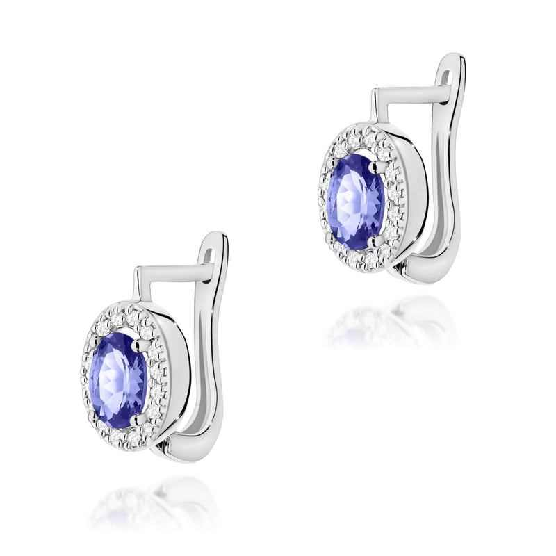 Cercei Aur 14K cu Tanzanit 0.40 ct si Diamante Naturale 0.16 ct, imaginea 5 din 6