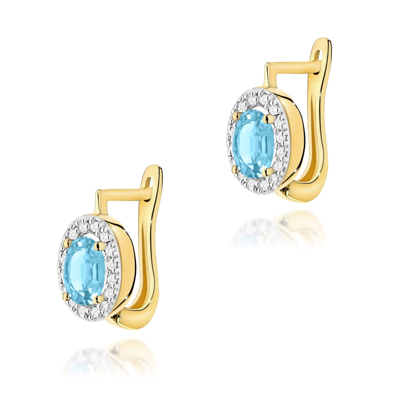Cercei Aur 14K cu Topaz Swiss 0.50 ct si Diamante Naturale 0.16 ct — Aur galben