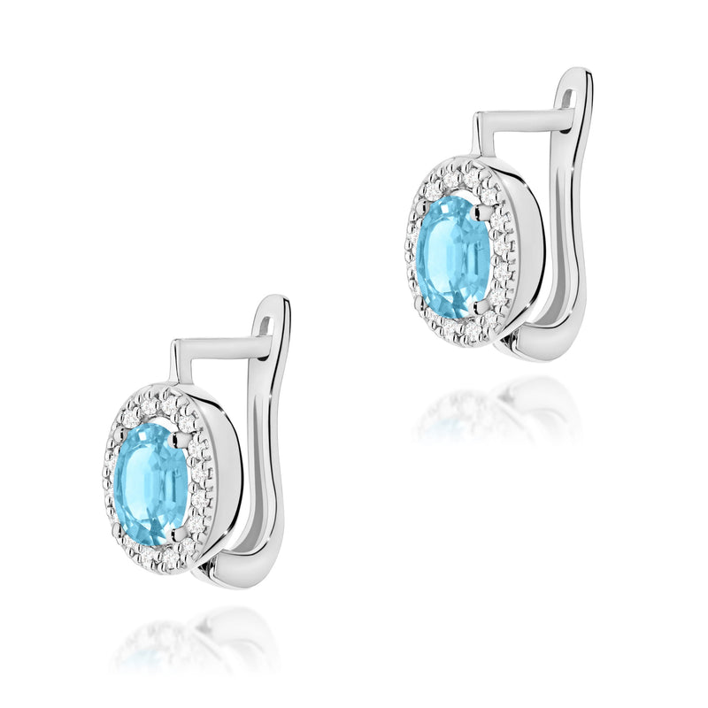 Cercei Aur 14K cu Topaz Swiss 0.50 ct si Diamante Naturale 0.16 ct, imaginea 5 din 6