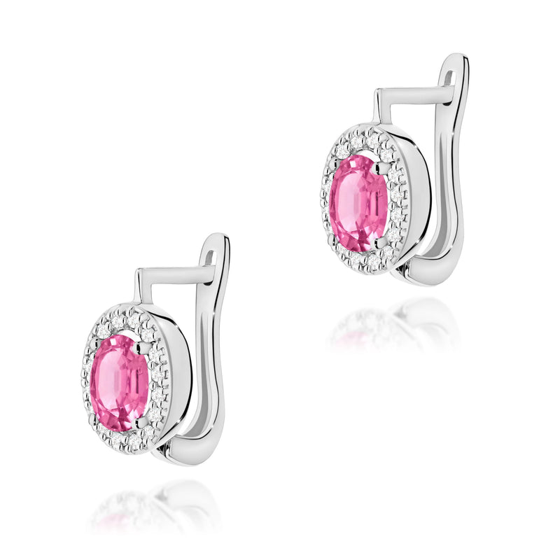 Cercei Aur 14K cu Topaz Roz 0.50 ct si Diamante Naturale 0.16 ct, imaginea 5 din 6