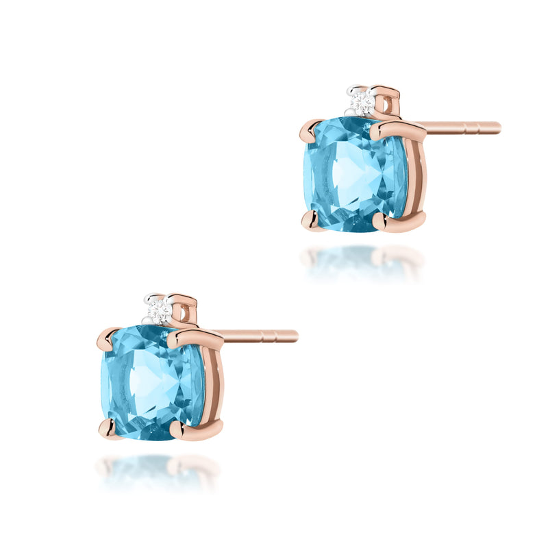 Cercei Aur 14K cu Topaz Swiss 1.10 ct si Diamante Naturale 0.03 ct, imaginea 4 din 9