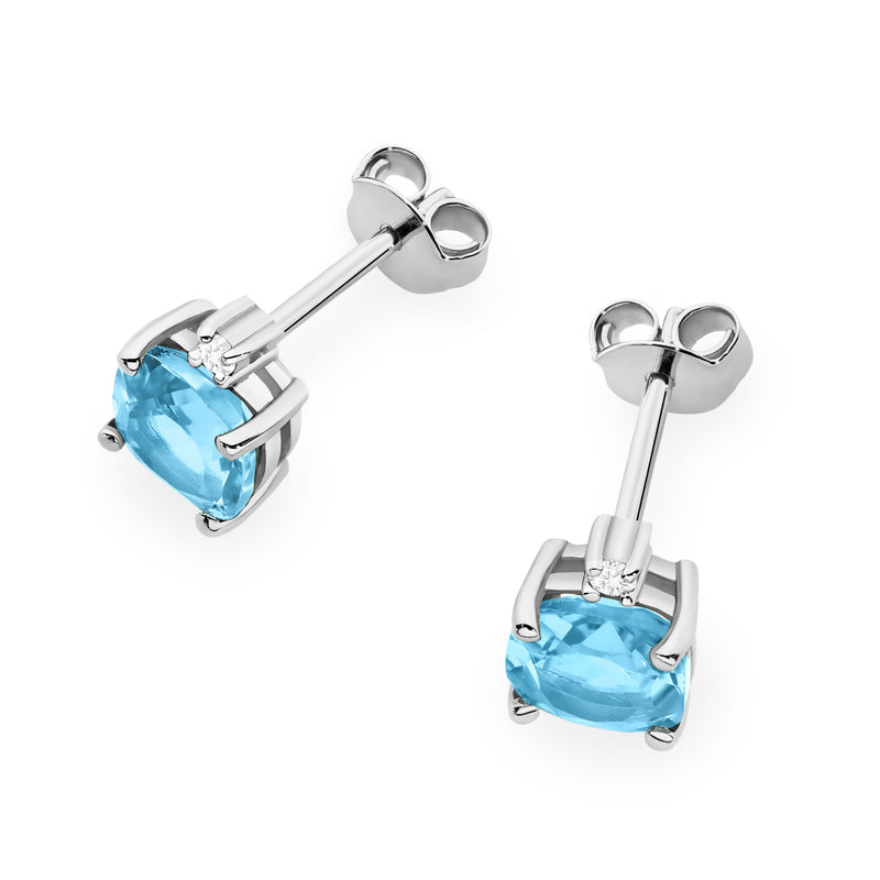 Cercei Aur 14K cu Topaz Swiss 1.10 ct si Diamante Naturale 0.03 ct, imaginea 8 din 9