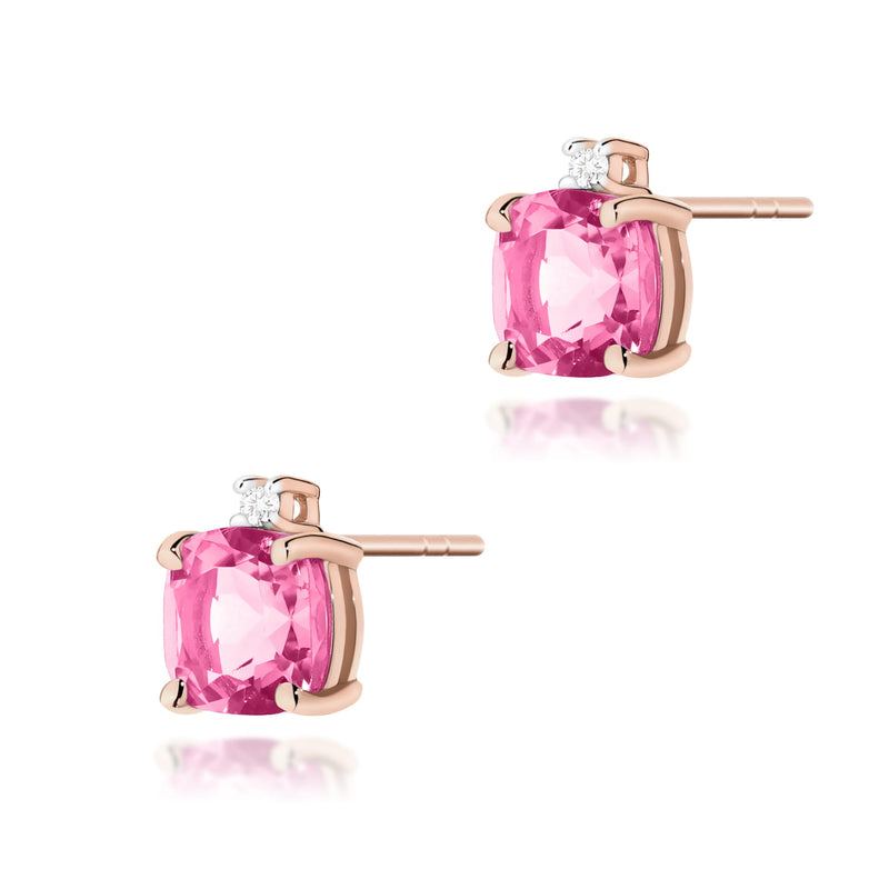 Cercei Aur 14K cu Topaz Roz 1.10 ct si Diamante Naturale 0.03 ct, imaginea 4 din 9
