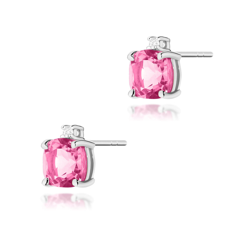Cercei Aur 14K cu Topaz Roz 1.10 ct si Diamante Naturale 0.03 ct, imaginea 7 din 9