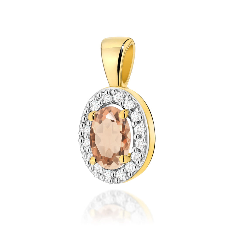 Pandantiv Aur 14K cu Morganit 0.40 ct si Diamante Naturale 0.08 ct — Aur galben