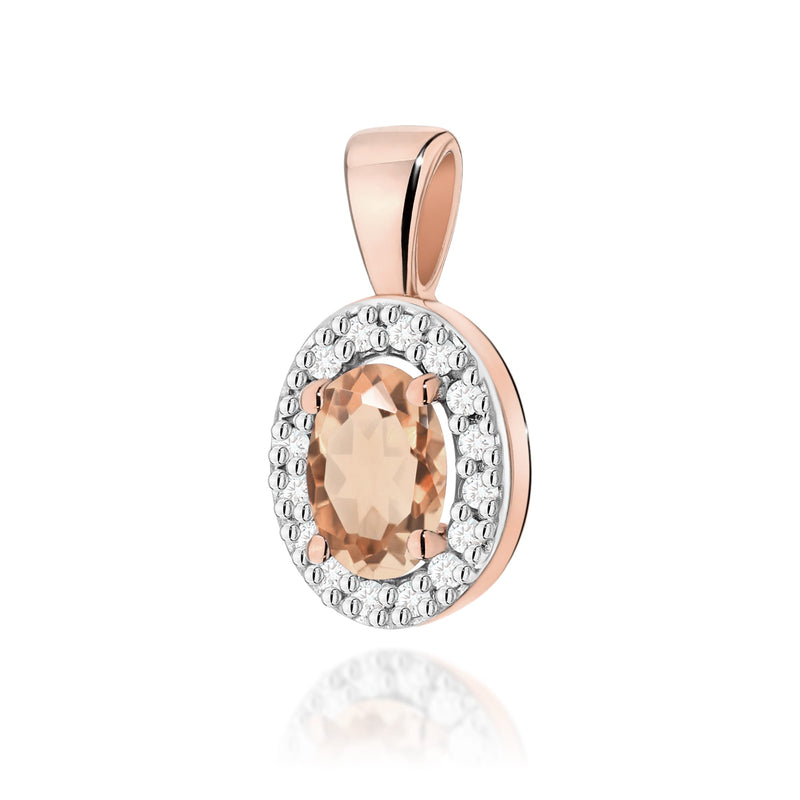 Pandantiv Aur 14K cu Morganit 0.40 ct si Diamante Naturale 0.08 ct, imaginea 4 din 9