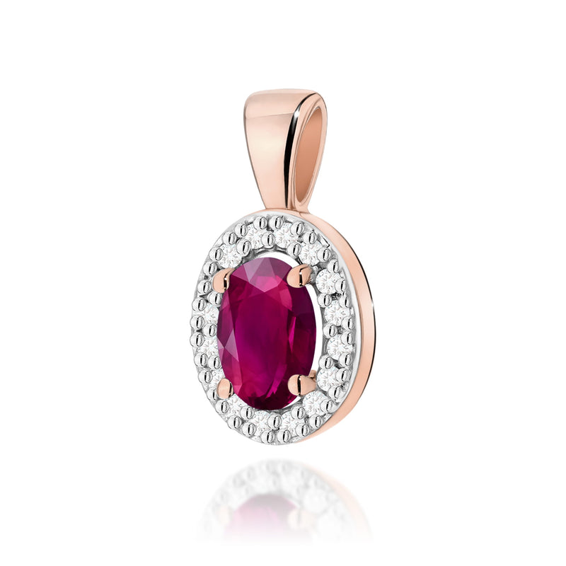 Pandantiv Aur 14K cu Rhodolite 0.50 ct si Diamante Naturale 0.08 ct, imaginea 4 din 9