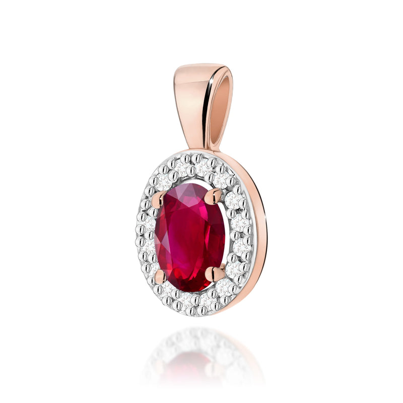 Pandantiv Aur 14K cu Rubin 0.60 ct si Diamante Naturale 0.08 ct, imaginea 4 din 9