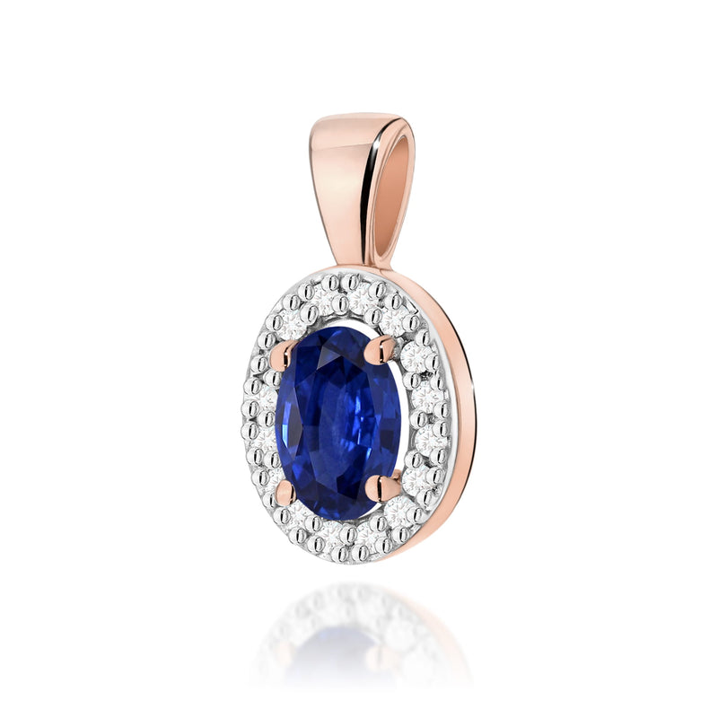 Pandantiv Aur 14K cu Safir 0.70 ct si Diamante Naturale 0.08 ct, imaginea 4 din 9