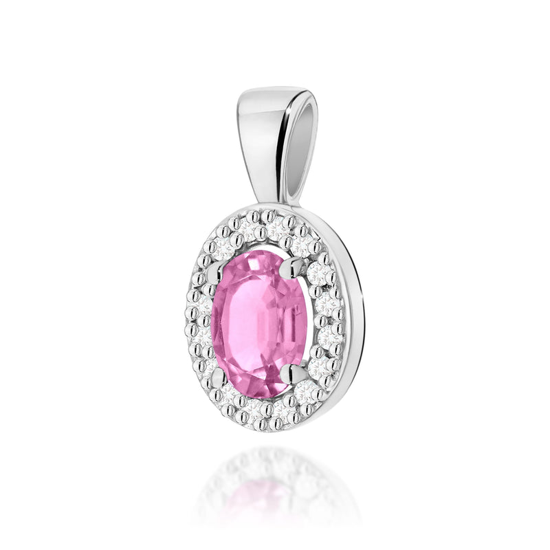 Pandantiv Aur 14K cu Pink Sapphire 0.45 ct si Diamante Naturale 0.08 ct, imaginea 7 din 9