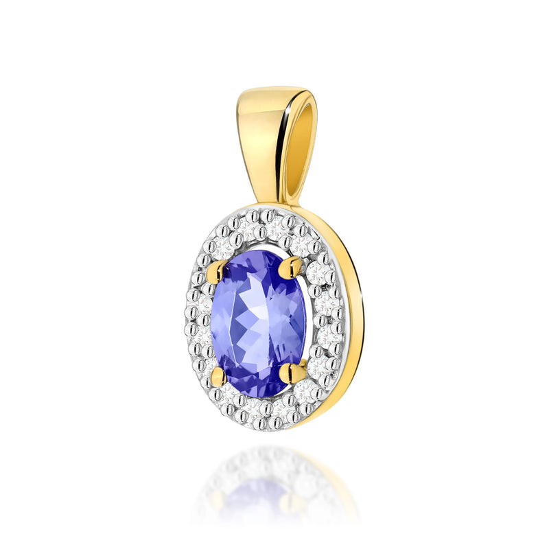 Pandantiv Aur 14K cu Tanzanit 0.40 ct si Diamante Naturale 0.08 ct — Aur galben