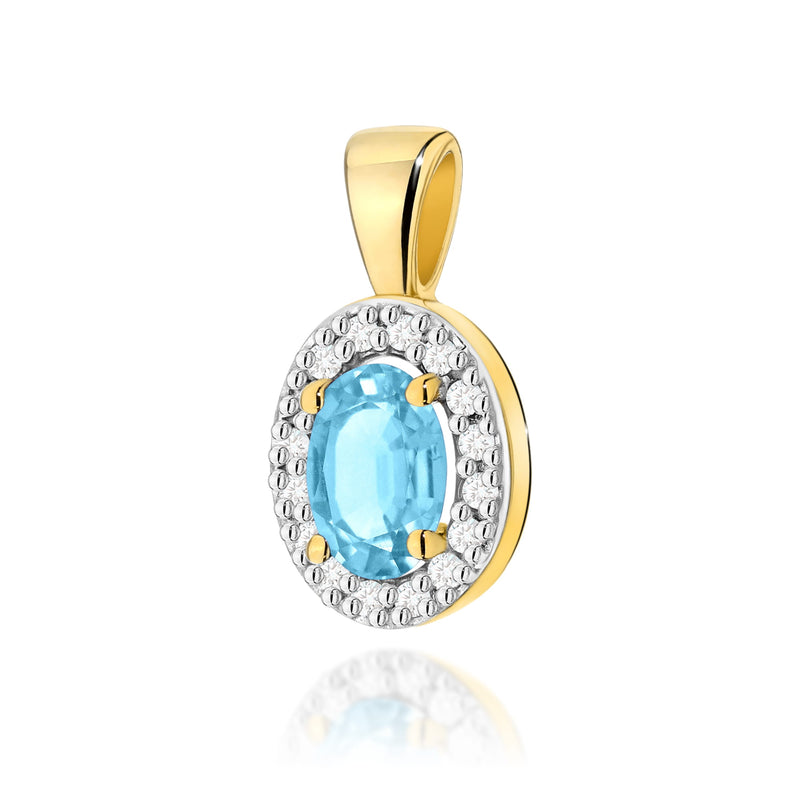 Pandantiv Aur 14K cu Topaz Swiss 0.50 ct si Diamante Naturale 0.08 ct — Aur galben
