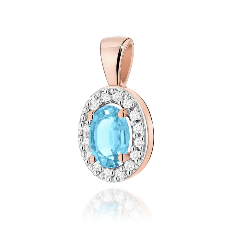 Pandantiv Aur 14K cu Topaz Swiss 0.50 ct si Diamante Naturale 0.08 ct, imaginea 4 din 9