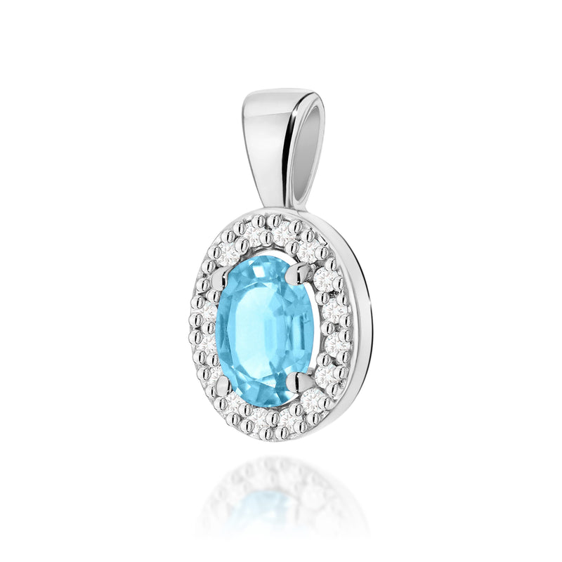 Pandantiv Aur 14K cu Topaz Swiss 0.50 ct si Diamante Naturale 0.08 ct, imaginea 7 din 9