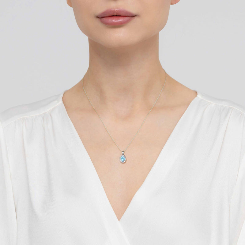 Pandantiv Aur 14K cu Topaz Swiss 0.50 ct si Diamante Naturale 0.08 ct, imaginea 8 din 9