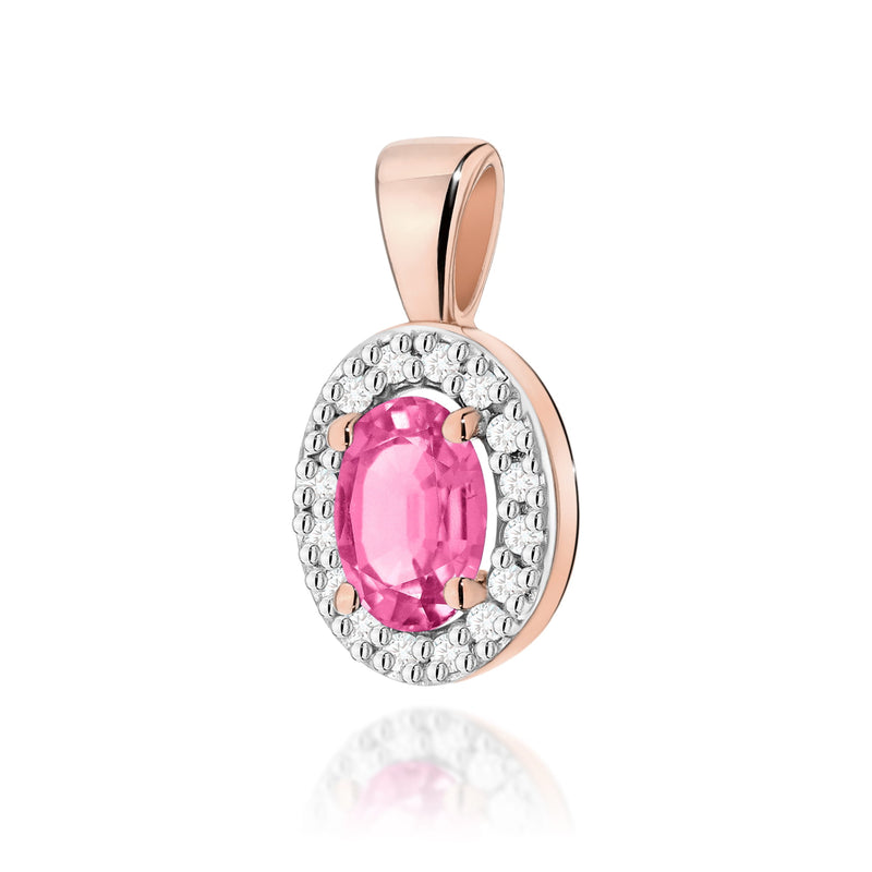 Pandantiv Aur 14K cu Topaz Roz 0.50 ct si Diamante Naturale 0.08 ct, imaginea 4 din 9