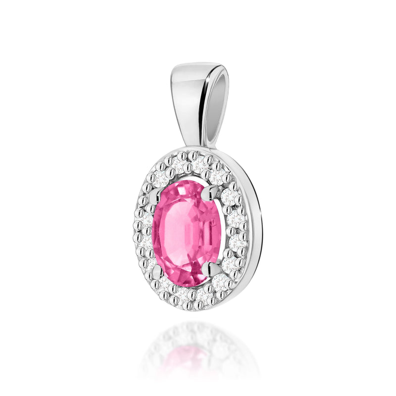 Pandantiv Aur 14K cu Topaz Roz 0.50 ct si Diamante Naturale 0.08 ct, imaginea 7 din 9