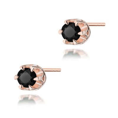 Cercei Aur 14K cu Diamant Natural Negru 0.12 ct