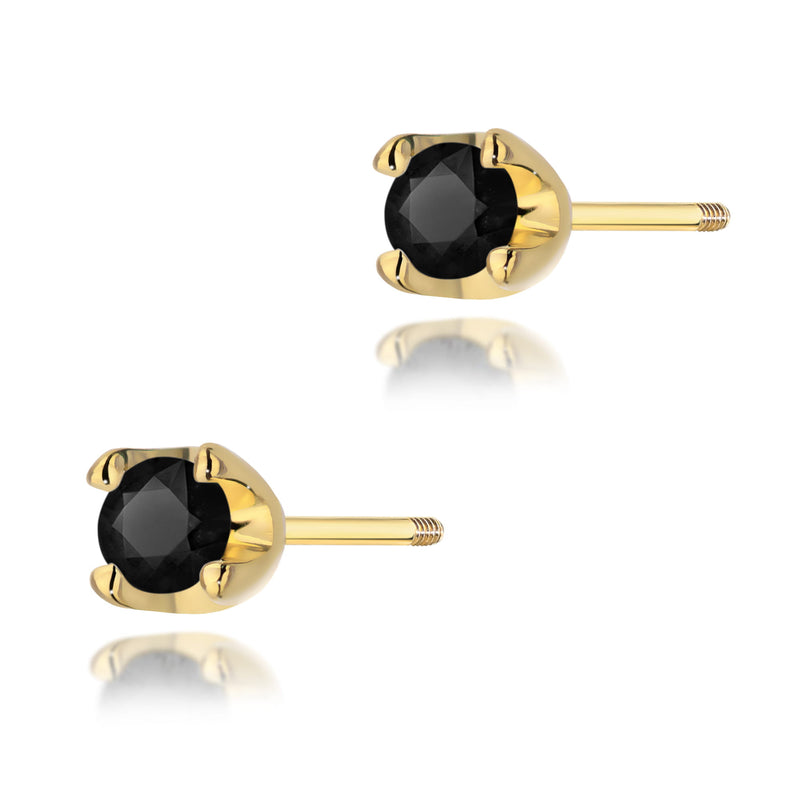 Cercei Aur 14K cu Diamant Natural Negru 0.12 ct — Aur galben