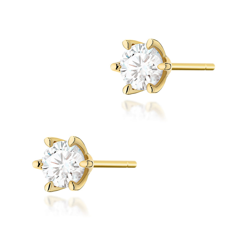 Cercei Aur 14K cu Diamant Natural 1.00 ct — Aur galben